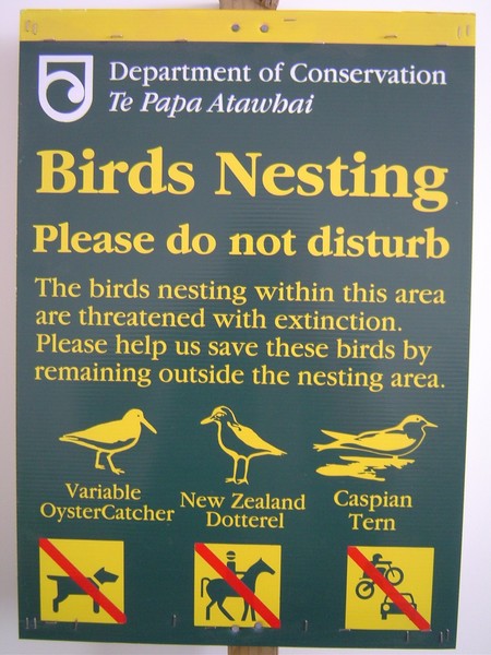 signs used to mark their nesting areas